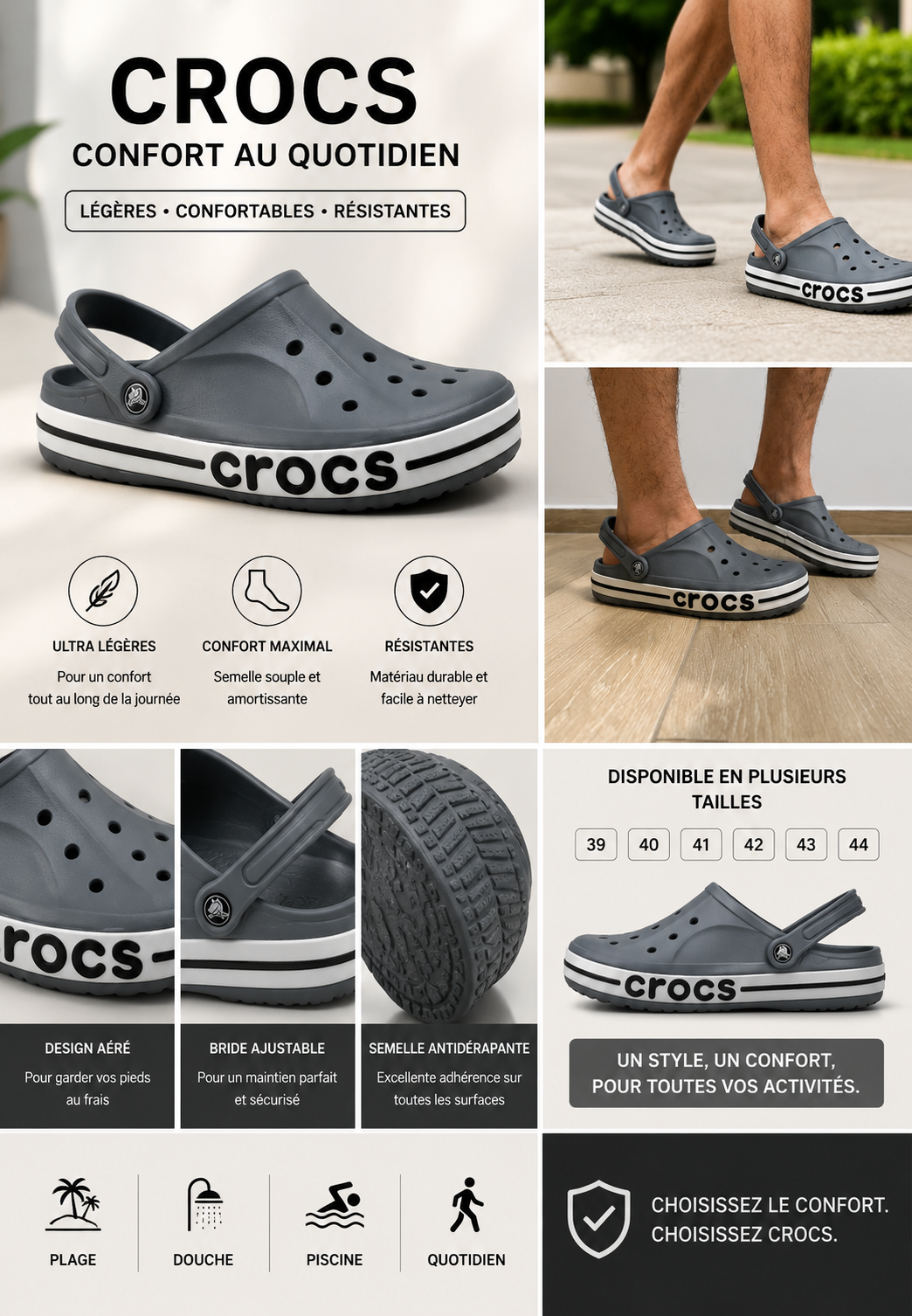 crocs gris
