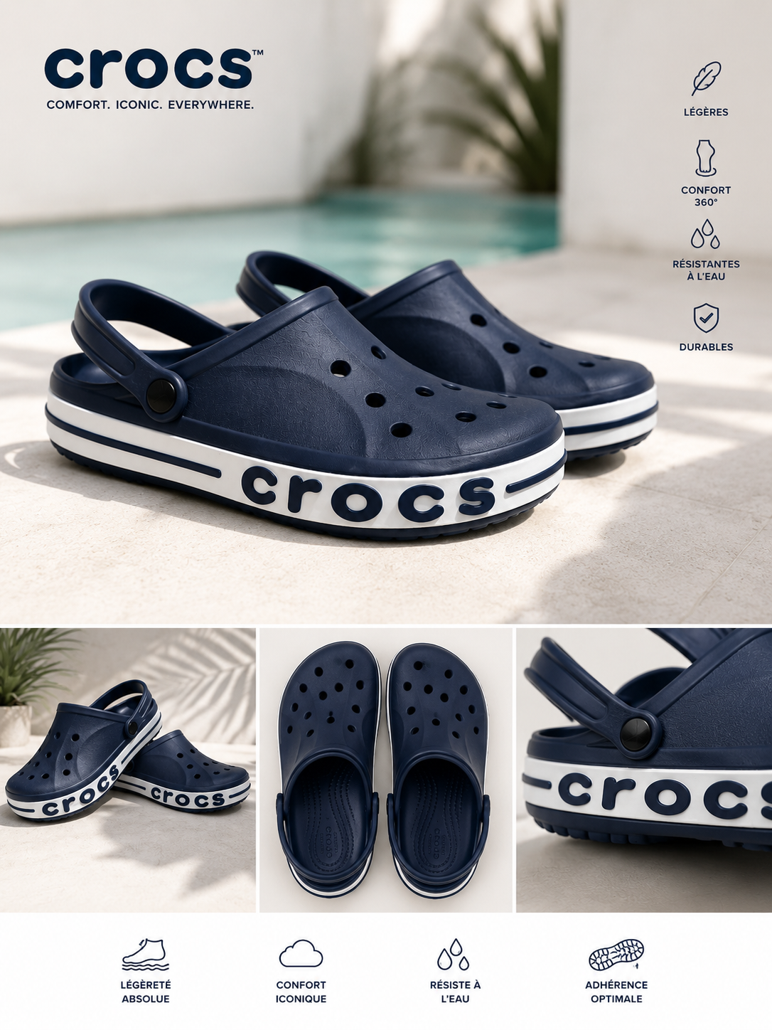Crocs confort BEIGE ET BLEU